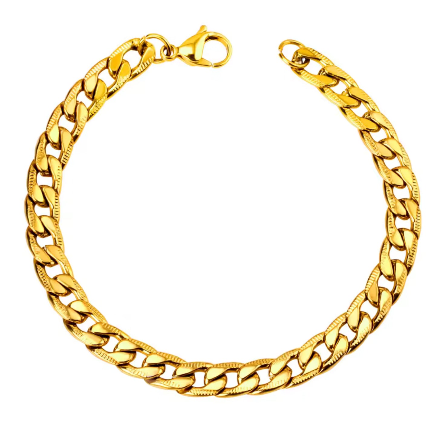 Flat Diamond-Cut Cuban Link Bracelet 8mm