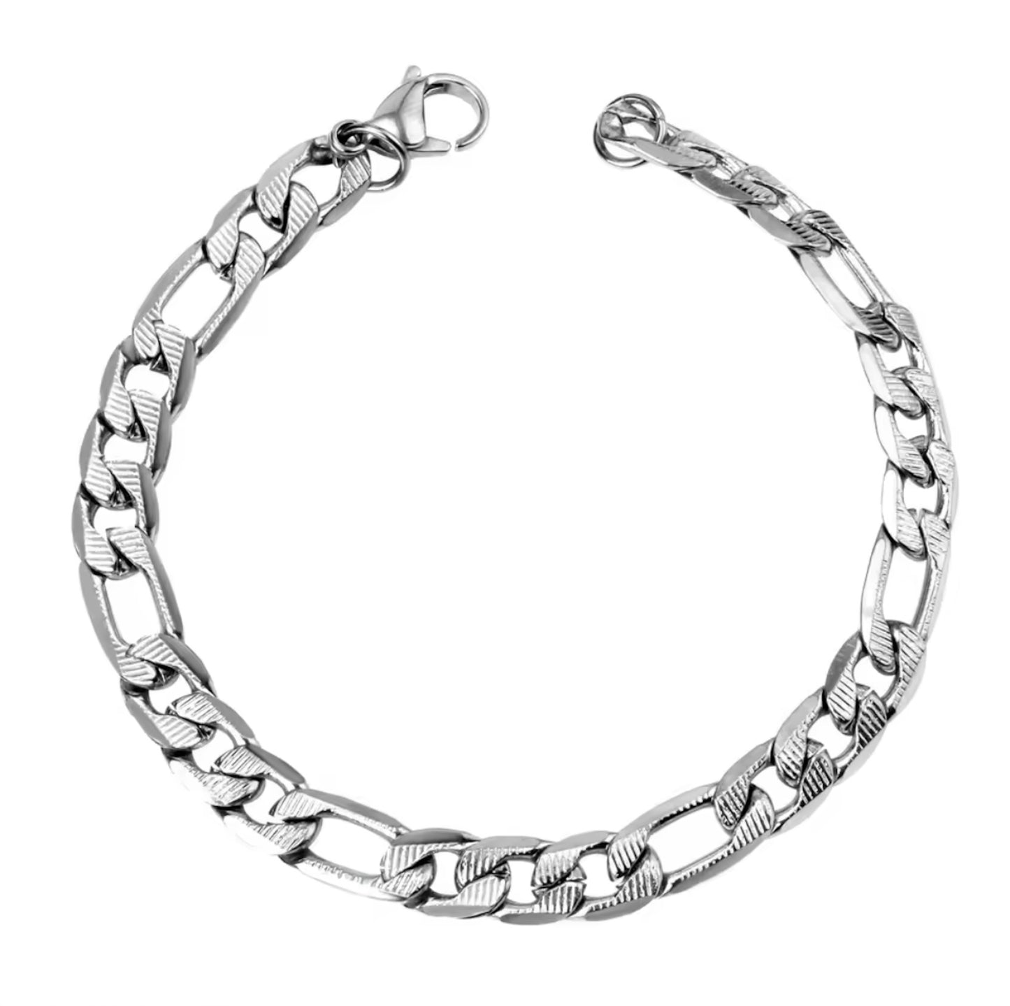 Flat Diamond-Cut Figaro Bracelet 8mm