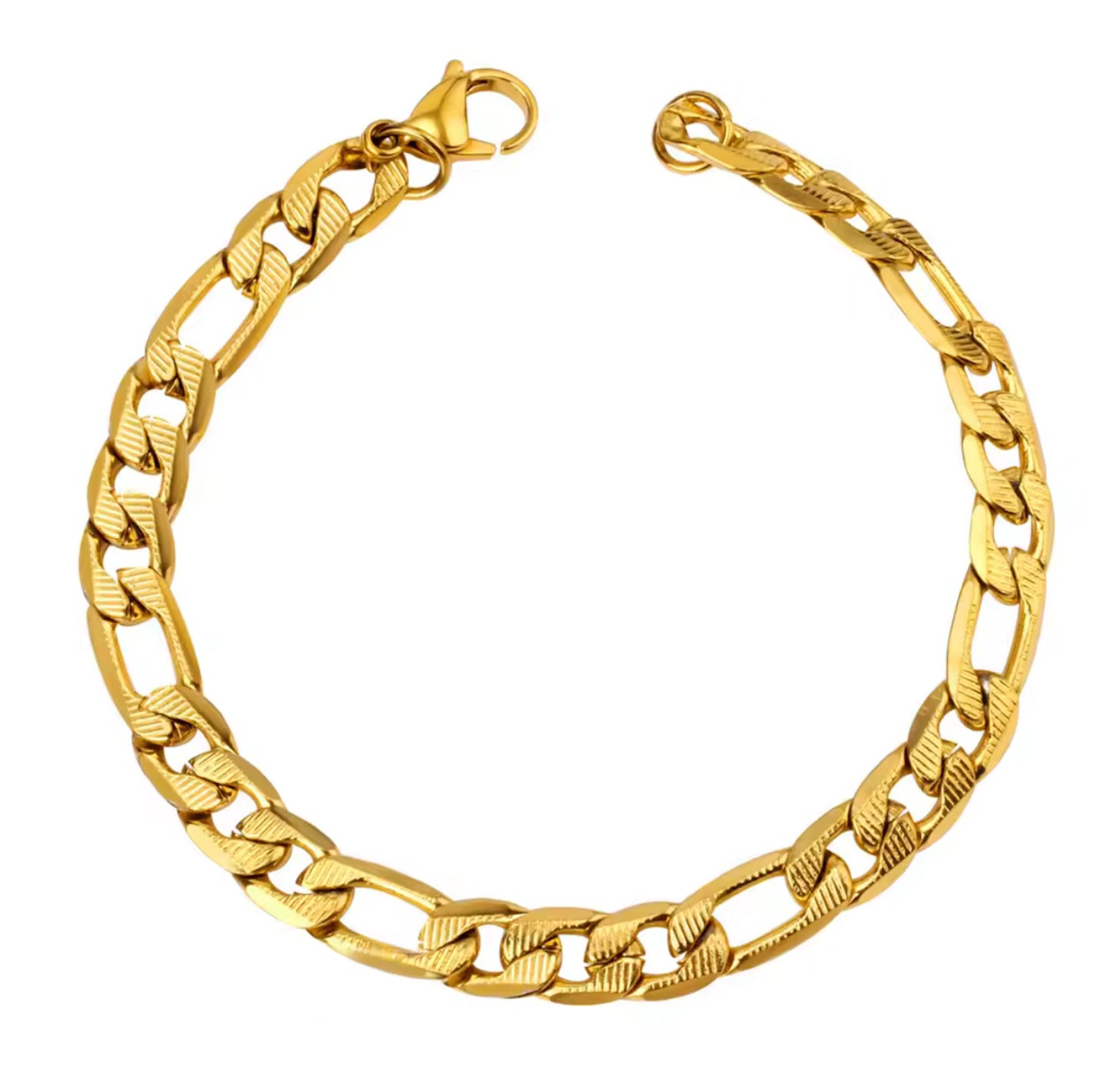 Flat Diamond-Cut Figaro Bracelet 8mm