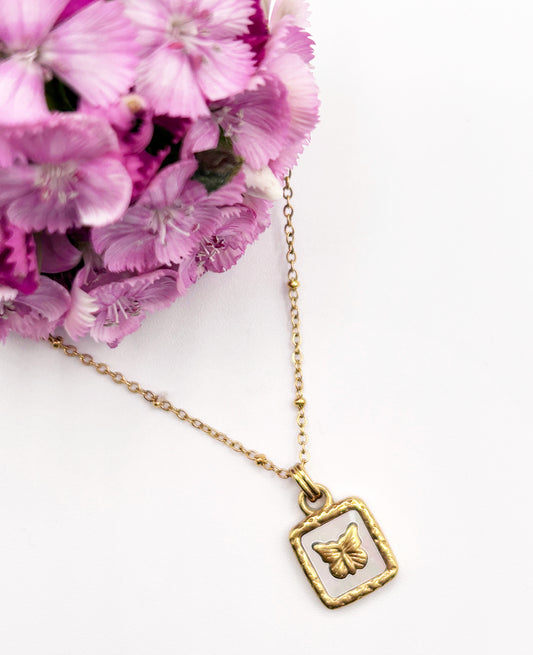 Mother of Pearl Butterfly Necklace