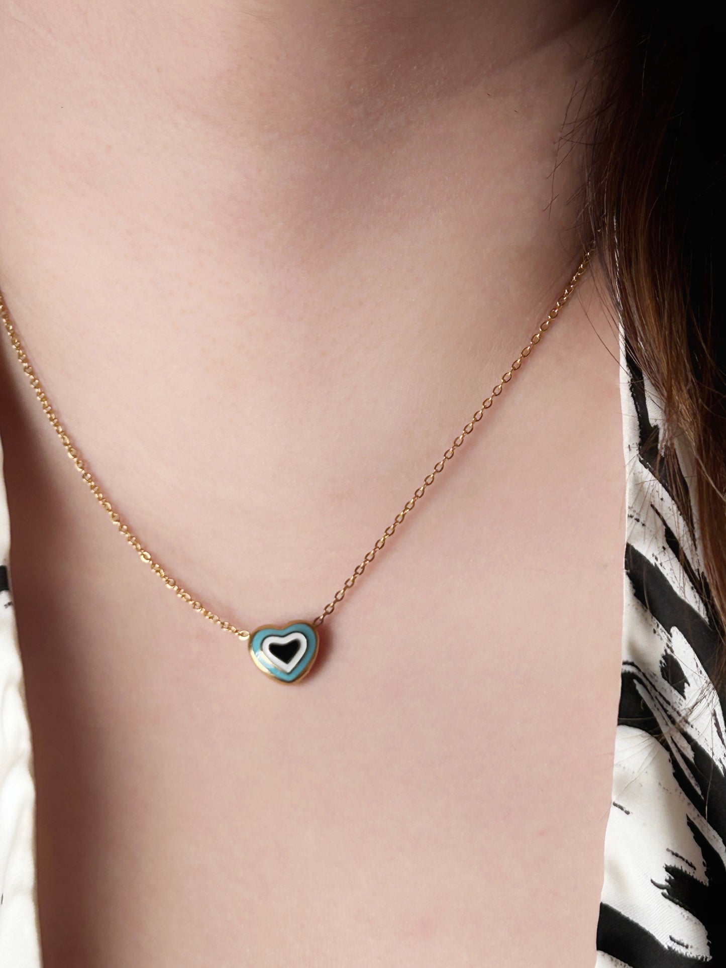 Enamel Heart Charm Necklace
