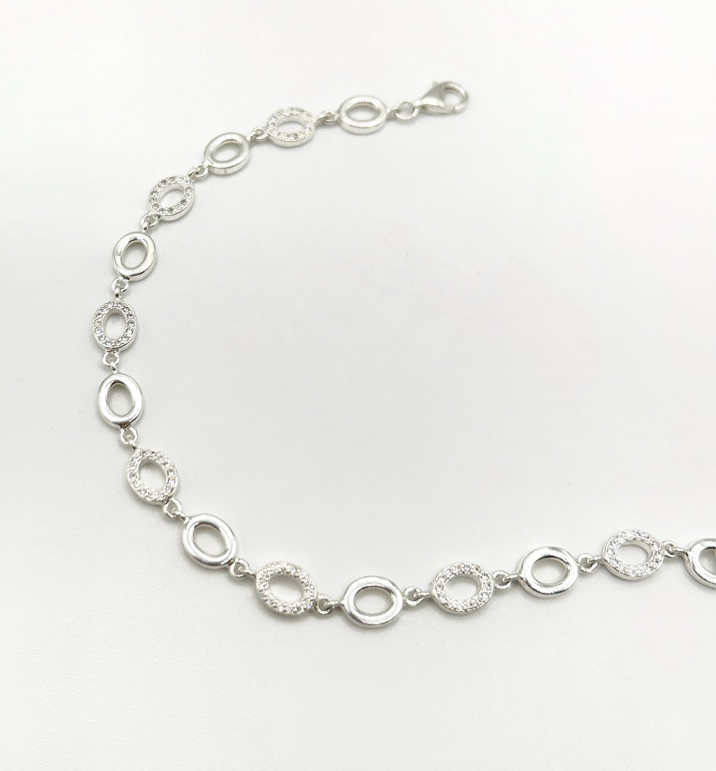 Oval Link Bracelet with Cubic Zirconia
