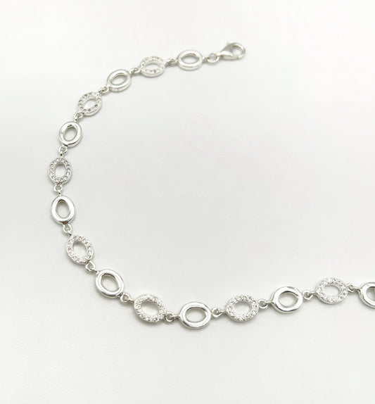 Oval Link Bracelet with Cubic Zirconia