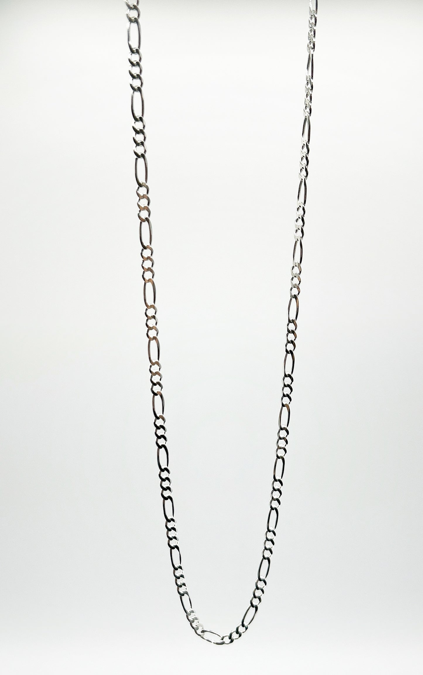 3mm Figaro Chain Necklace in Solid Sterling Silver 21"